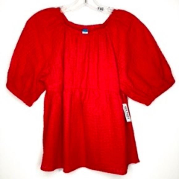Old Navy Tops - Old Navy Red Blouse Size Small Puff‎ Sleeve NWT